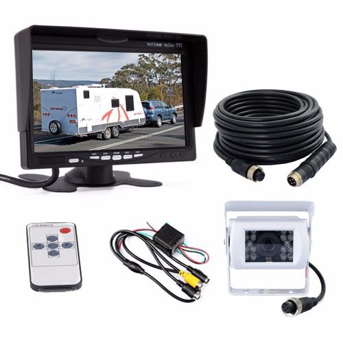 7&#034; lcd monitor waterproof 4pin rear view nightvision backup ccd camera for truck
