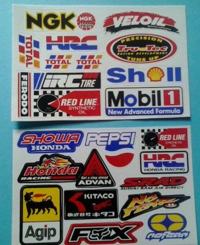 Showa/no fear/honda racing + 24 pc motocross dirt bike atv atc sticker set