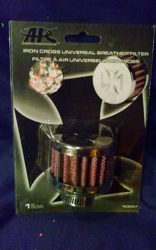 Universal air breather filter air filter chrome iron cross red apc 153007