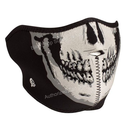 Zan headgear wnfm002hr, neoprene half mask, reverses to black, reflective skull