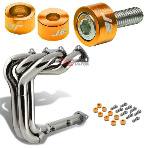 J2 for b-series exhaust manifold 4-1 tri-y header+gold washer cup bolt kit
