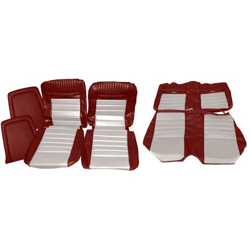 067611red/white1966 mustang upholstery full set with front bucket seats dark red