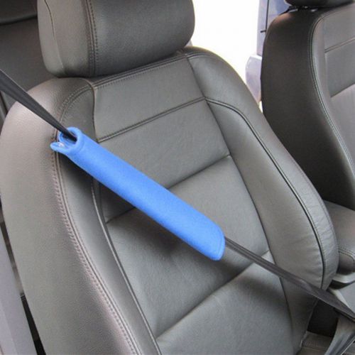 2pc blue car safety soft seat belt cushion harness shoulder pad cover protection