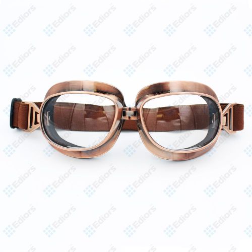 Copper clear vintage bike aviator pilot style motorcycle cruiser scooter goggles