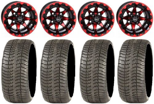 Sti hd6 red/black golf wheels 12&#034; 215x40-12 tires e-z-go &amp; club car