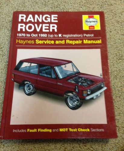 Range rover haynes service and repair manual; 1970 to 1992; up to k registration