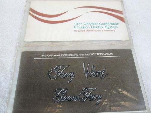 Vintag 1977 plymouth fury gran fury &amp; volare original owners manual