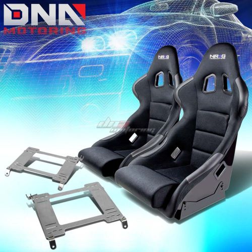 Nrg type-r deep bucket racing seats+full stainless bracket for 98-02 accord cg