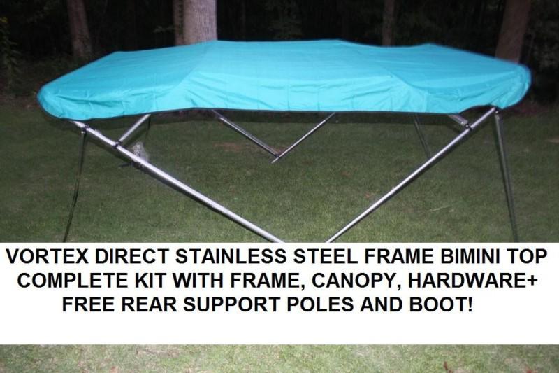 New teal vortex stainless steel frame bimini top 10 ft long, 91-96" wide