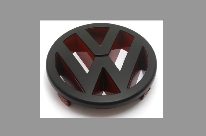 Vw polo 9n 9n3 1.8t gti matte black red front grille emblem badge