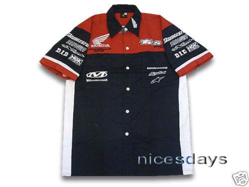 Men's gift honda motorcycle racing sports team pit crew shirt size xxl
