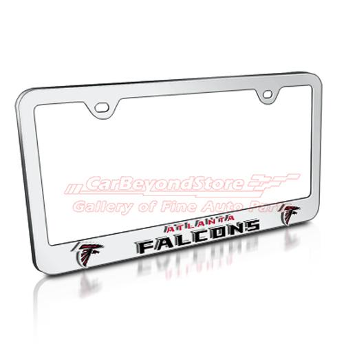 Nfl atlanta falcons 3d chrome metal license plate frame, licensed + free gift