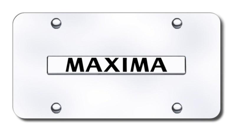 Nissan maxima name chrome on chrome license plate made in usa genuine