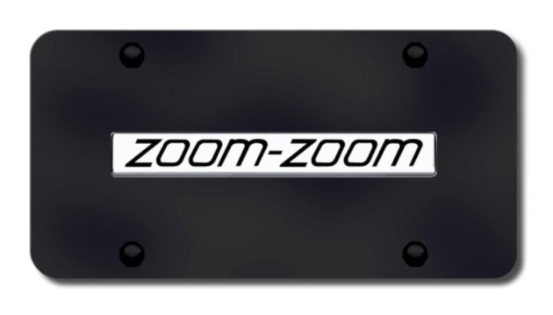 Mazda zoom-zoom name chrome on black license plate made in usa genuine