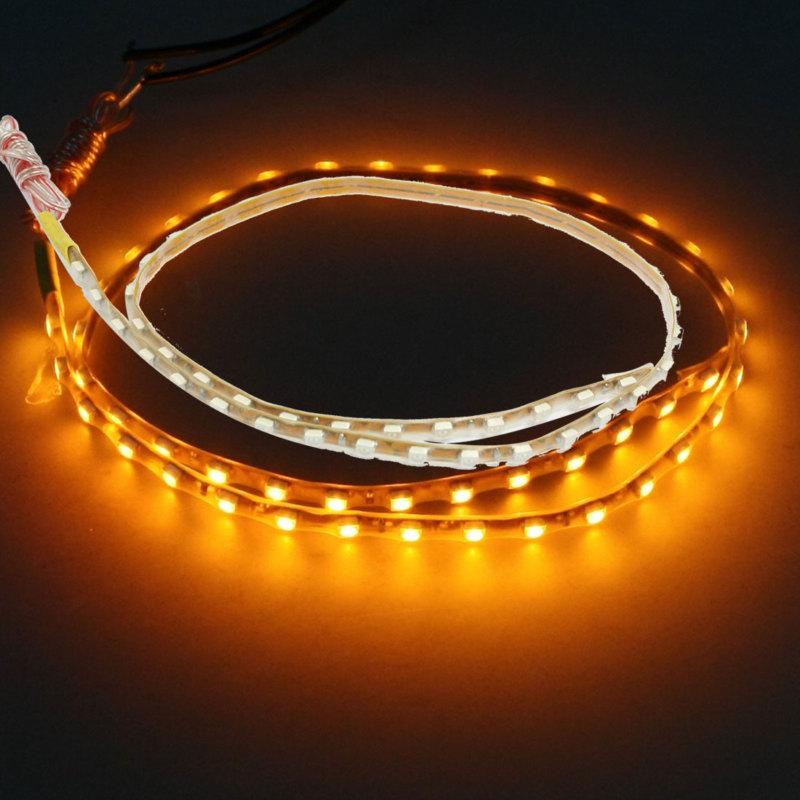 Dc 12v car water resistant yellow 45 led decorative light strip