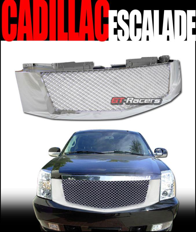 Chrome luxury mesh front hood bumper grill grille 2007-2009 cadillac escalade