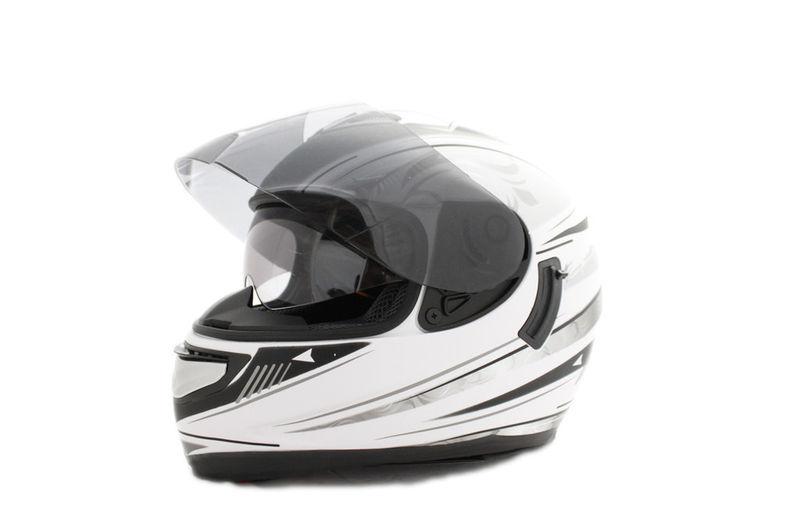 Faze phoenix white dual visor air pump motorcycle helmet ~medium full face