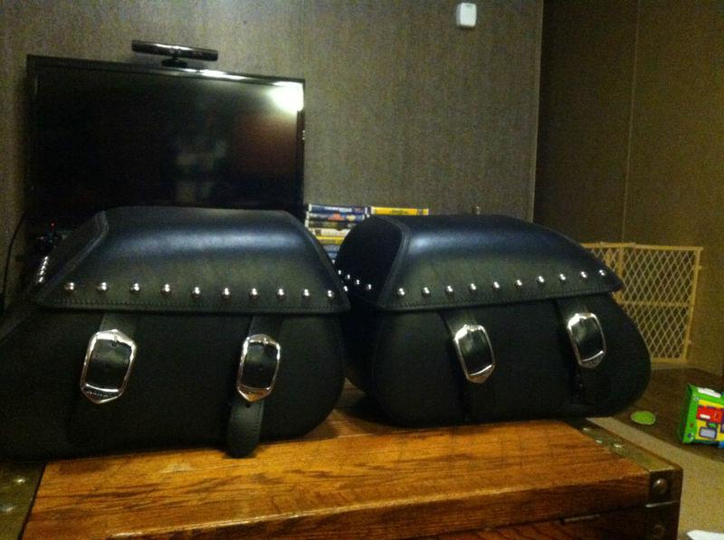Black leather saddle bags