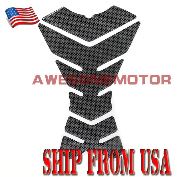 Us gas motorcycle tank perfect cut gloss sport pad black carbon fiber universal 
