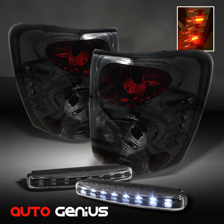99-04 grand cherokee smoked altezza tail lights + daytime led running lights drl