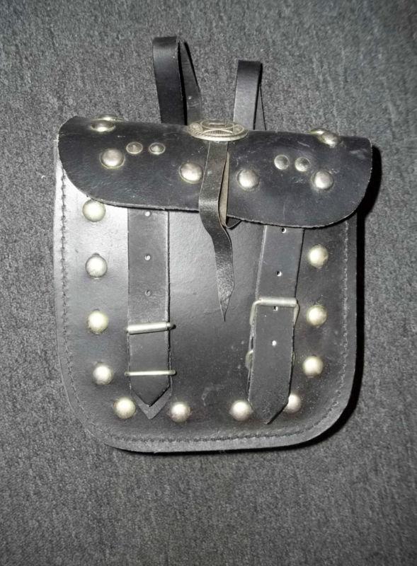 Harley davidson style leather and studded backrest bag with strap closures