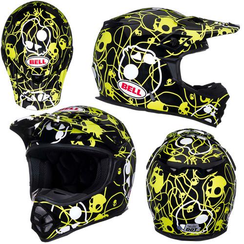 Bell mx-2 skull candy ribbons yellow xlarge motocross mx helmet off road atv new