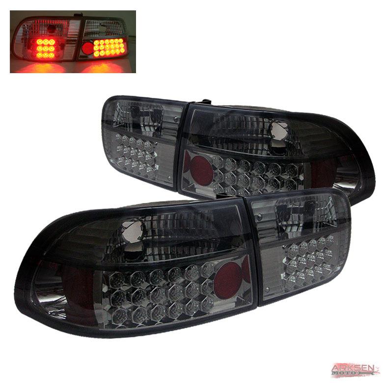92-95 civic 2/4dr smoked philips-led perform tail lights rear brake lamps