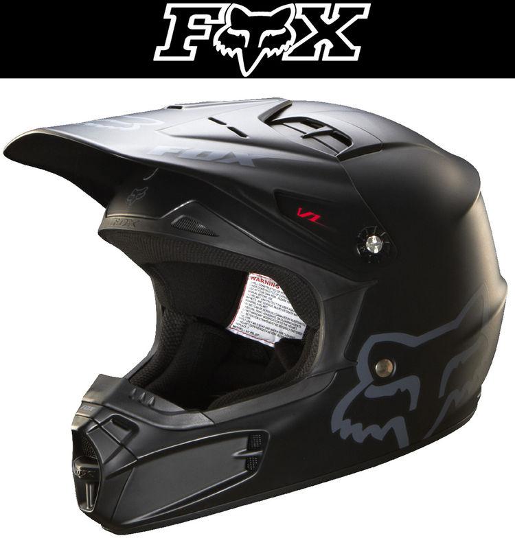 Fox racing v1 youth matte black dirt bike helmet motocross mx atv 2014