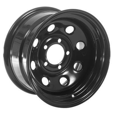 Summit racing 85 black steel 8 series wheels 15"x8" 5x4.5" bc set of 2
