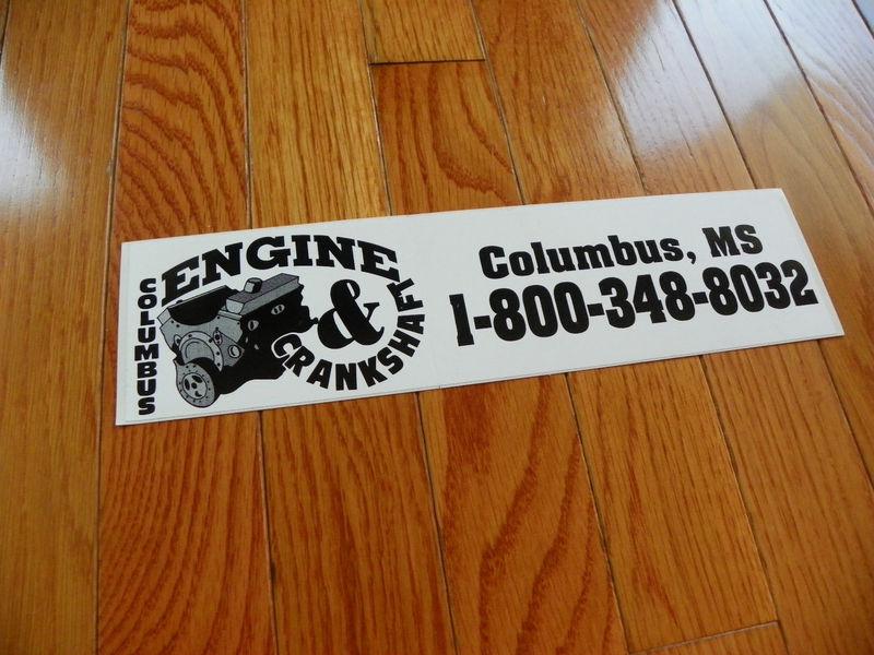 Columbus engine and crankshaft columbus, ms large sticker decal vintage