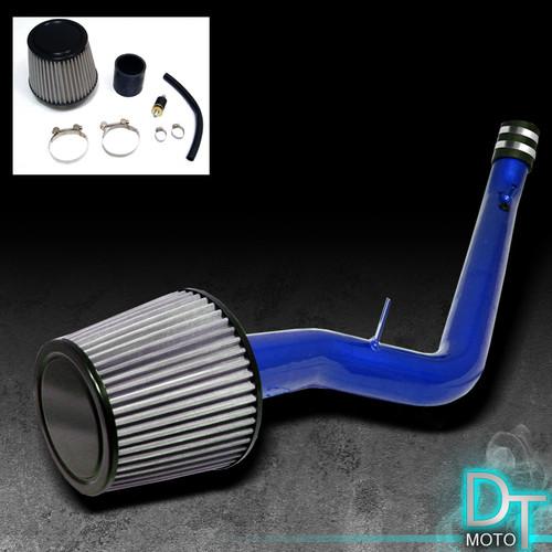 Stainless washable cone filter + cold air intake 96-98 civic ex/hx blue aluminum