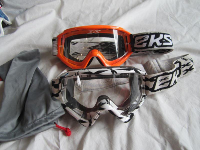 Lot of 2 eks  x brand goggles mx atv dirtbike orange white black motocross 