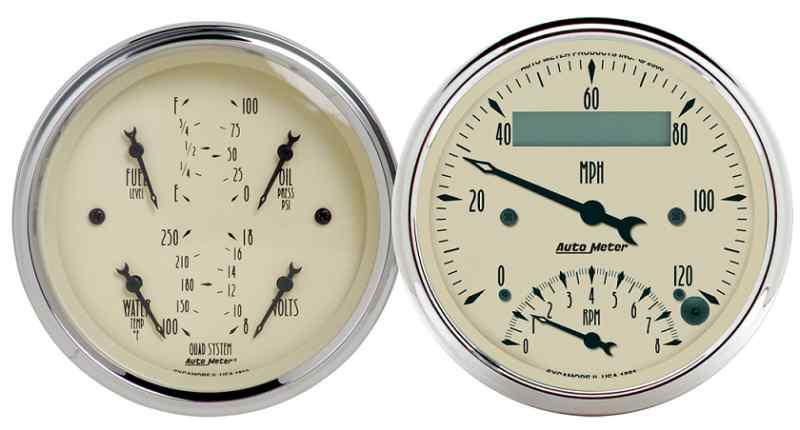 Auto meter 1820 anitque beige quad gauge kits with tach & speedo combo