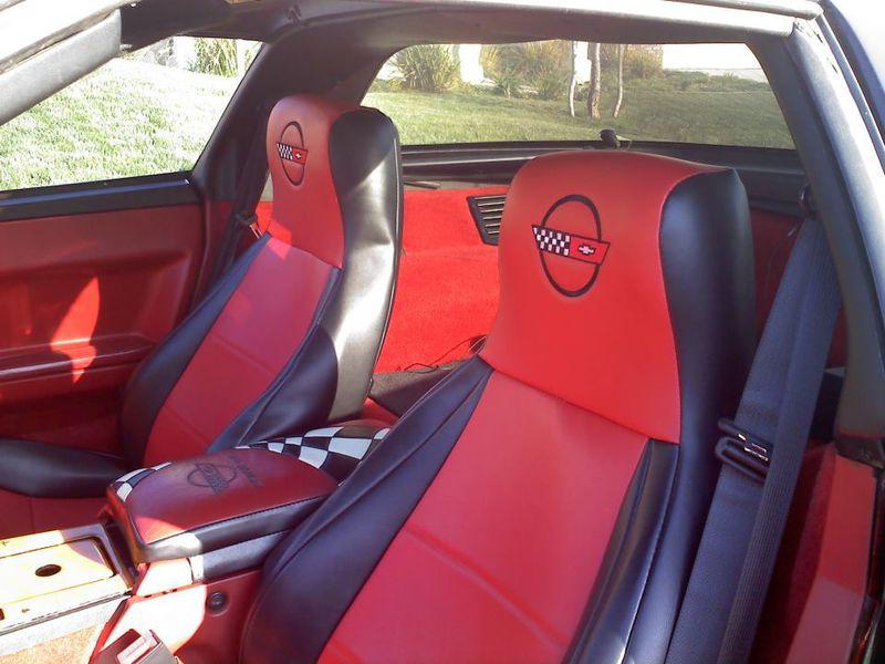 Chevy corvette c4 1984-1996 coverking leatherette custom seat covers with logo