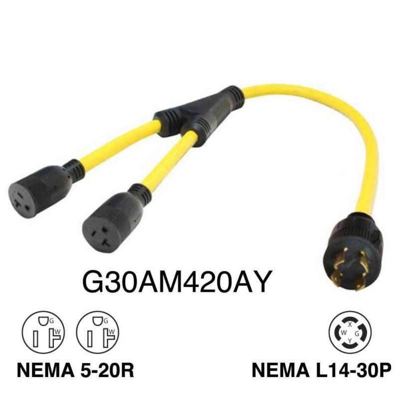 Mighty cord g30am420ay 4 wire 30 amp to 20af y-adapter