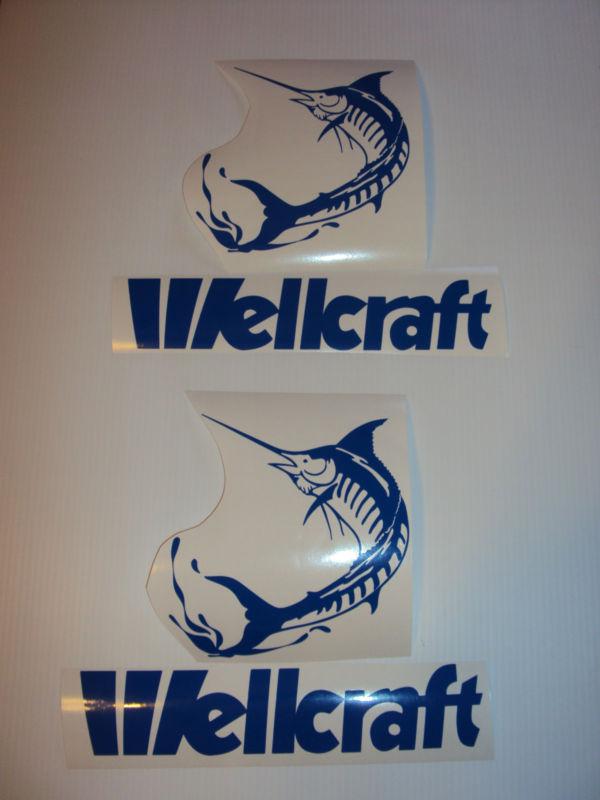 2 wellcraft marine vinyl fish boat decals  12 x 11 inches