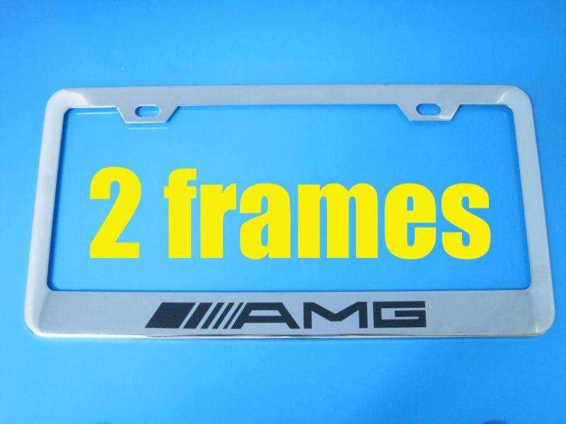 (2) "amg" mercedes-benz chrome metal license frame amg