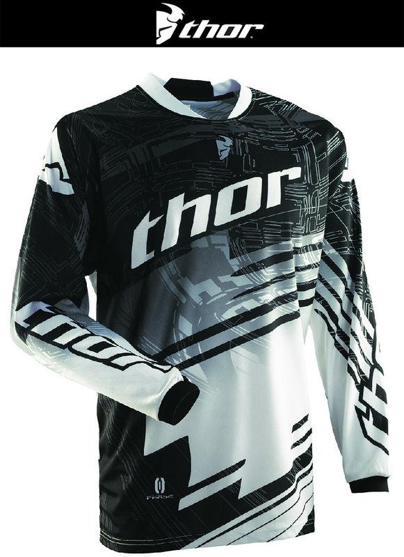 Thor phase swipe black gray white dirt bike jersey motocross mx atv 2014