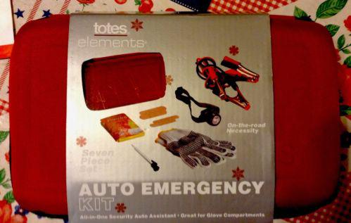 Totes elements auto emergency kit jumper cable , pressure gauge , working gloves