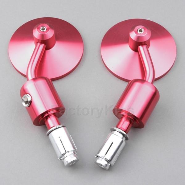 Red heavy duty aluminum bar end motorcycle rear view side mirrors