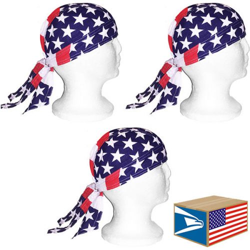 3 lot skull cap hat usa mega stars american flag du do doo rag new sale! #e3442