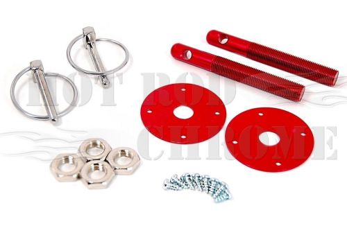 Universal aluminum hood pin kit anodized red chevy ford mopar