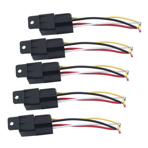 5pcs cars truck 12v 40a 40 amp device install relay 4 pin &amp;socket wires