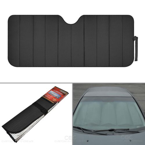 Standard auto sun shade foldable metallic black wind shield lid reversible shade