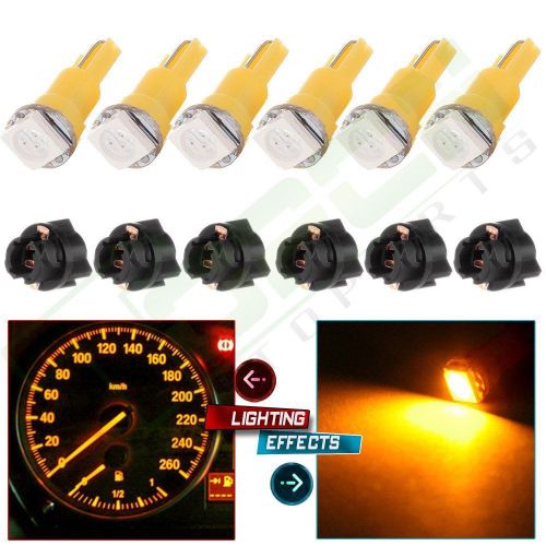 6x 74 37 27 t5 amber/yellow led bulbs + sockets wedge dashboard gauge dash light