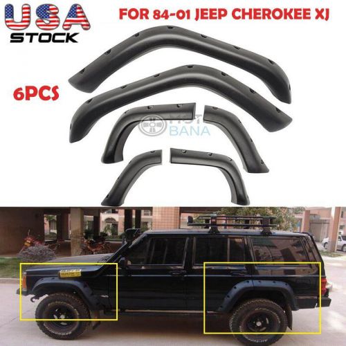 Set/6x pocket style wide fender flares matt black abs for 84-01 jeep cherokee xj