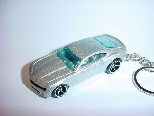 New 3d silver chevrolet camaro ss custom keychain keyring key chain ss bling!!