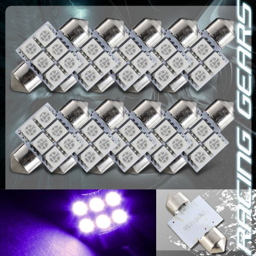 10x universal 31mm purple 6 smd led festoon replacement dome glove light bulb