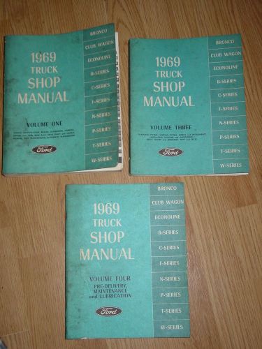 1969 ford f 100 150 250 350 700 600 bronco truck service shop manual vol 1 3 4