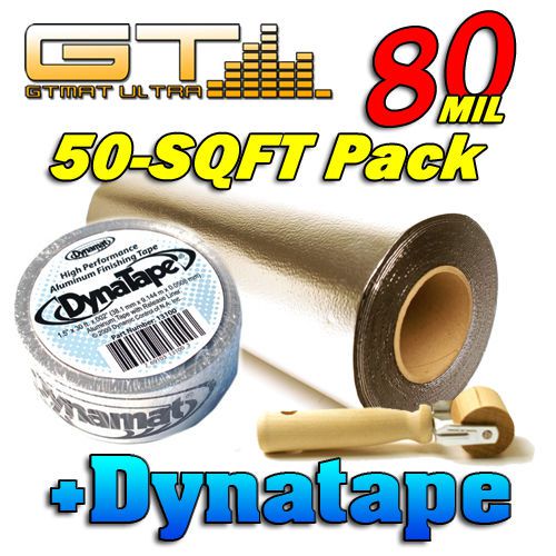 Gtmat ultra 80mil 50sqft bulk pack car audio sound deadener+ dynatape + roller